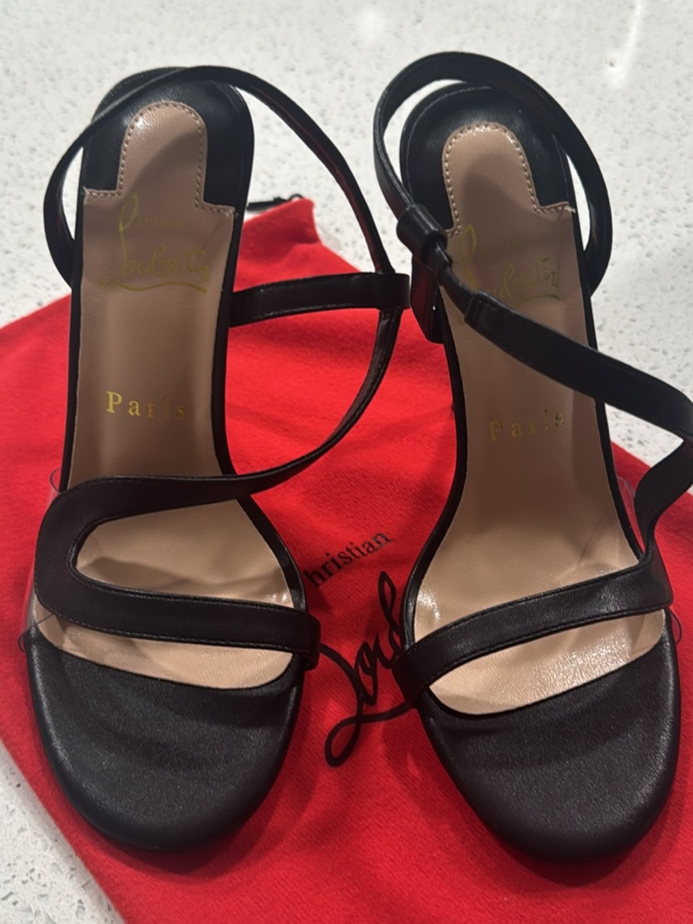 Christian Louboutin Black Strappy Stiletto Sandals - Picture 5 of 7